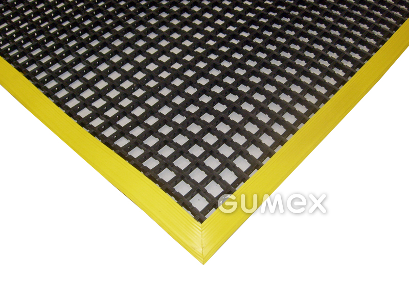 WORKSTATION STANDARD, 12mm, 600x1200mm, Löchern 22x22mm, PVC, -20°C/+60°C, schwarz mit gelbem Rand, 